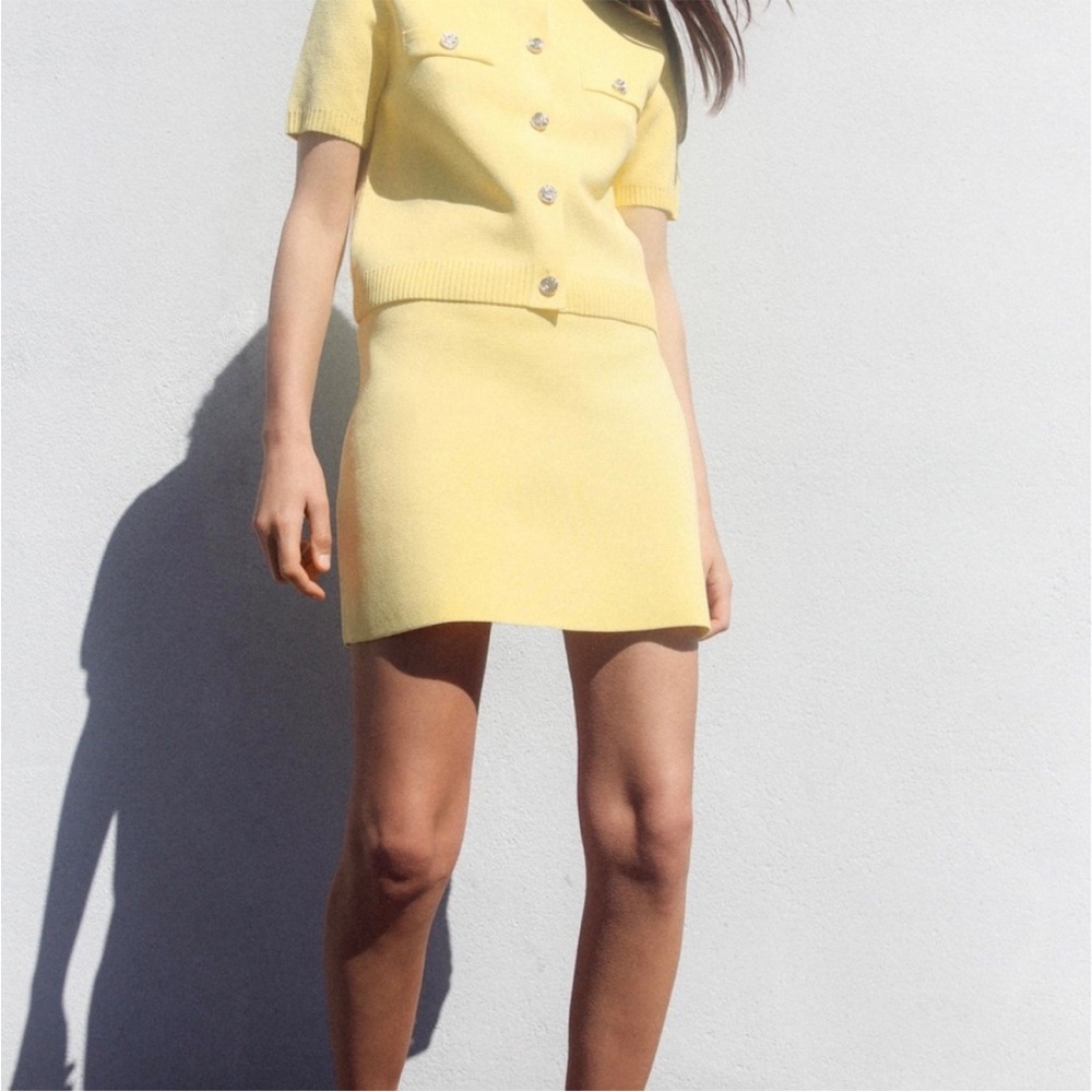 Zara Yellow Knit Mini Skirt